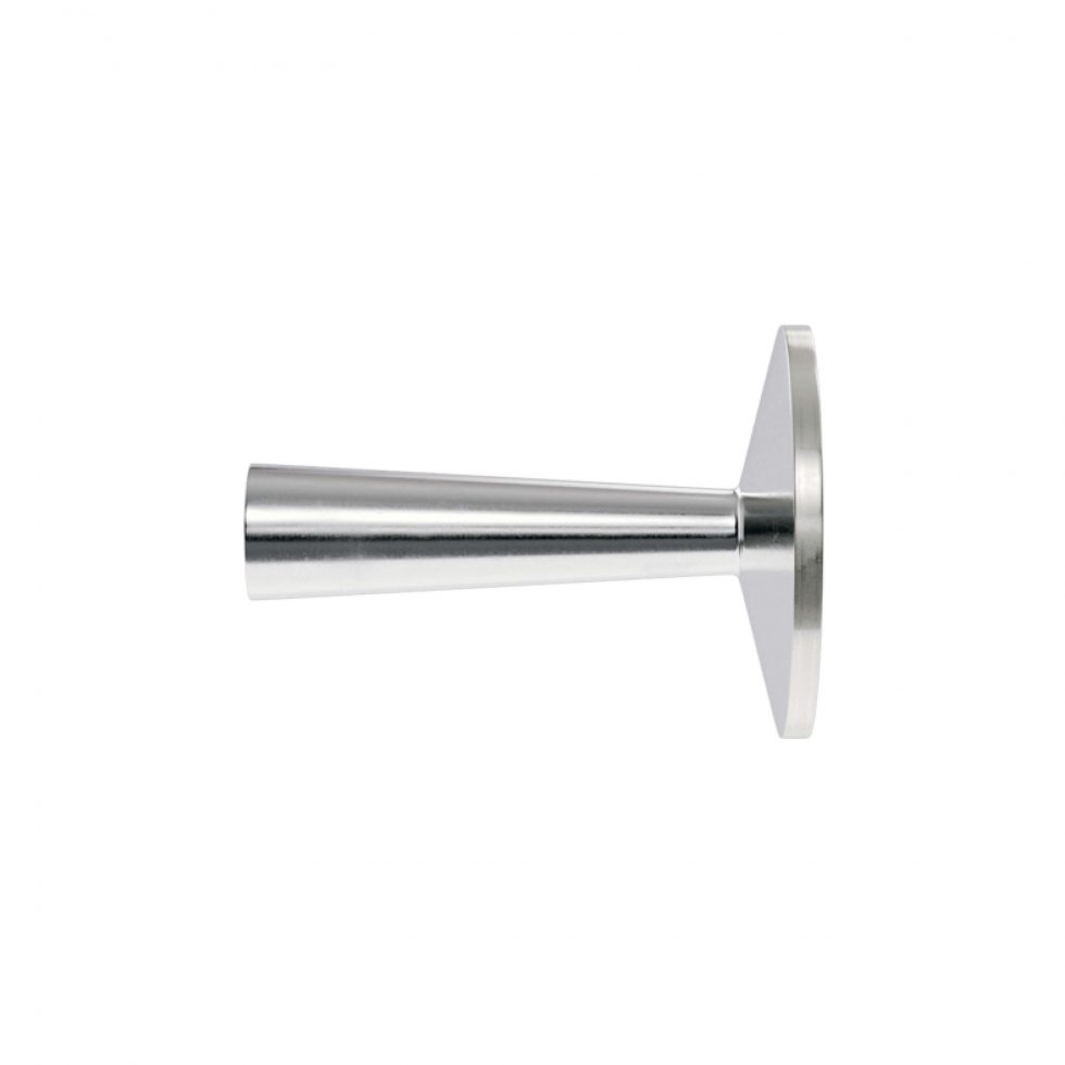 Platt, rund knopp i polerad och borstad krom