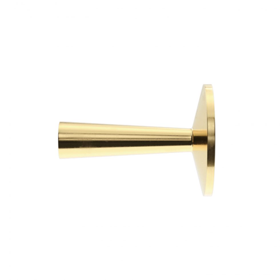 Platt, rund knopp i polerad och borstad mässing